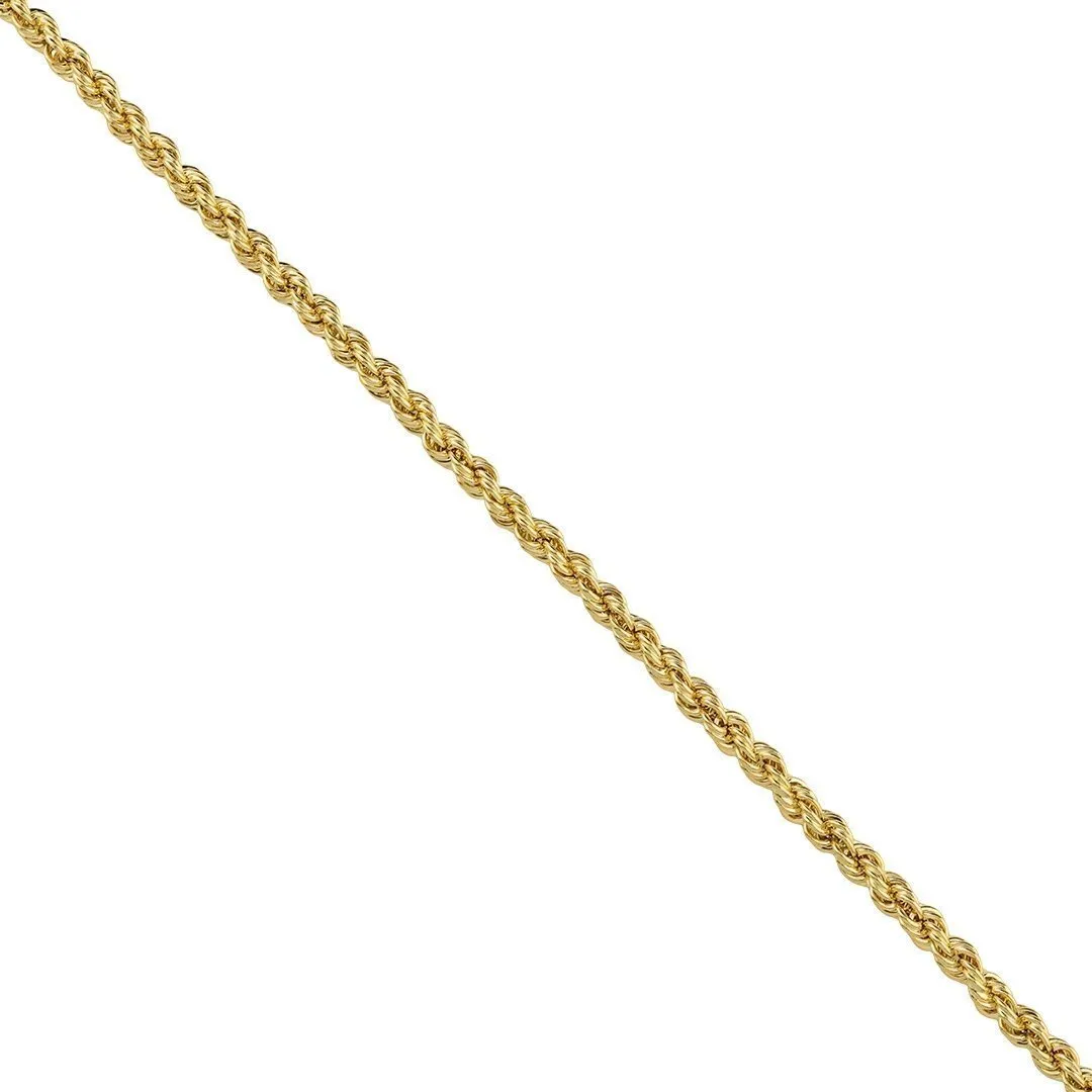 10k Yellow Gold Hollow Rope Chain 4.5 mm