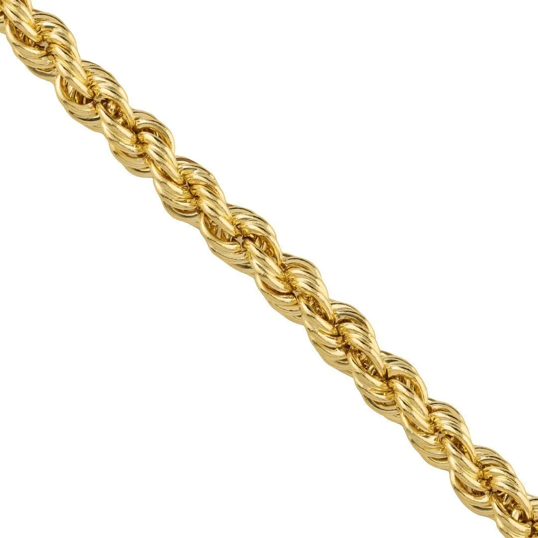 10k Yellow Gold Hollow Rope Chain 4.5 mm