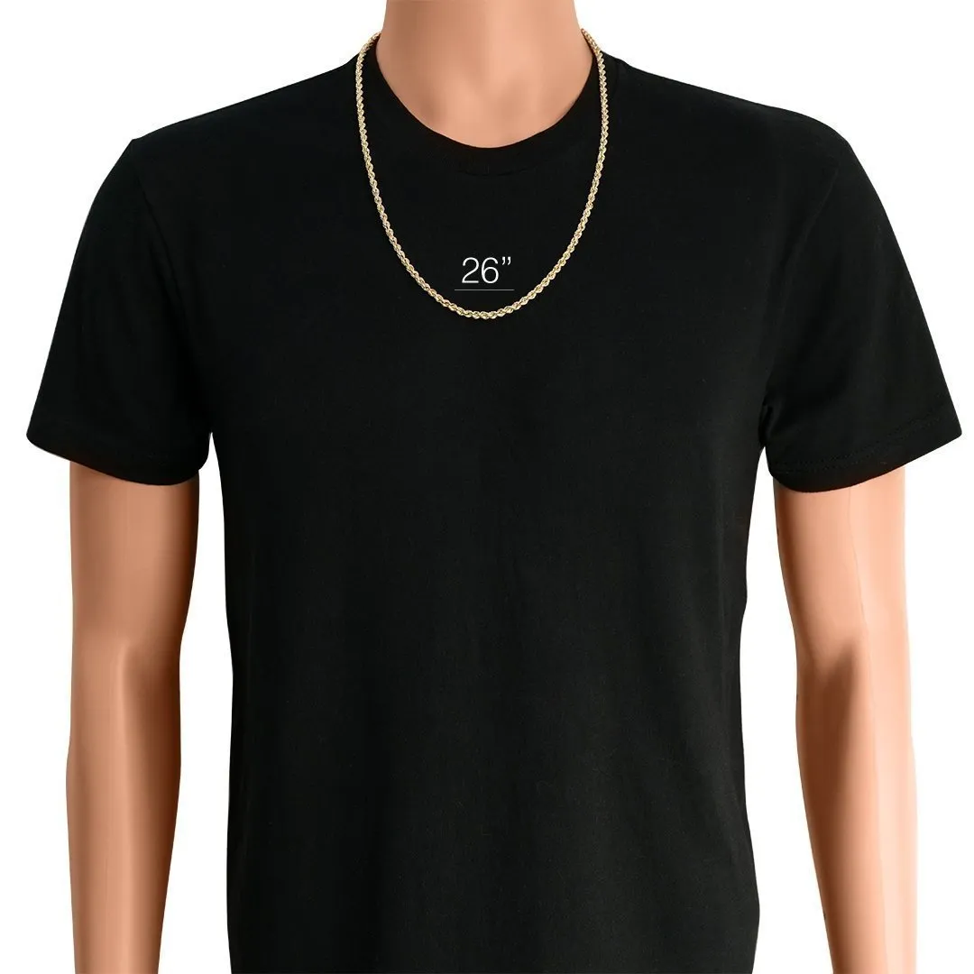 10k Yellow Gold Hollow Rope Chain 4.5 mm