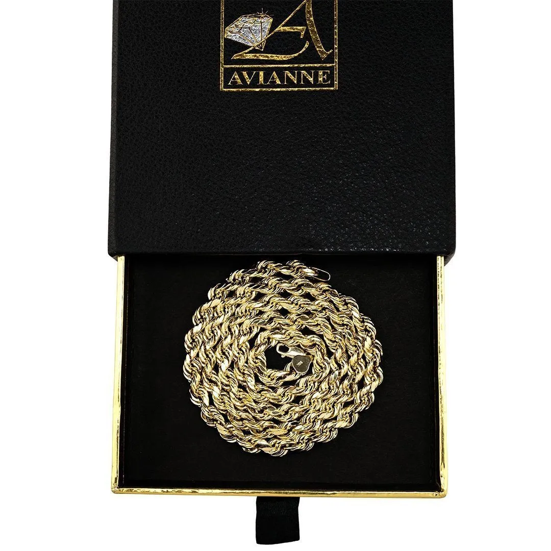 10k Yellow Gold Hollow Rope Chain 5.5 mm