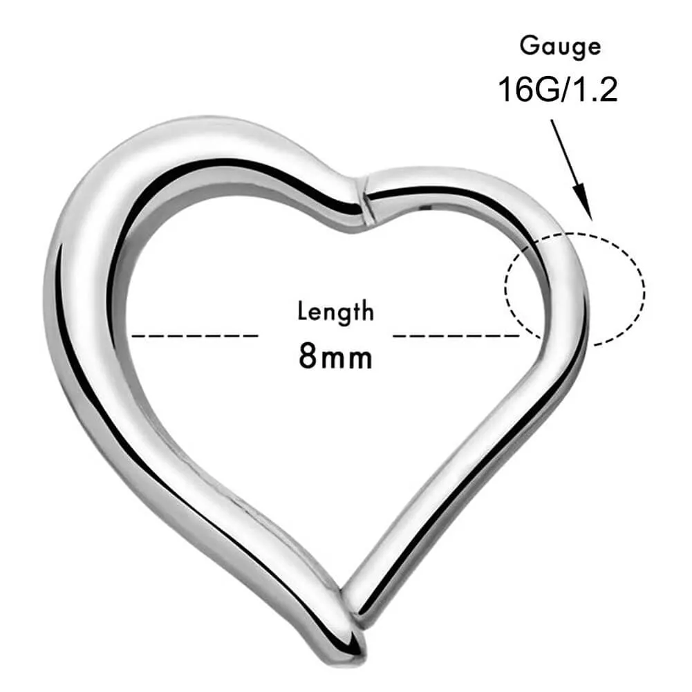 16G Cartilage Heart Clicker Daith Rook Helix Hoop