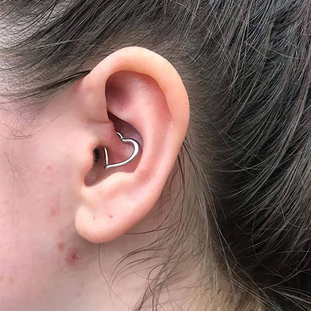 16G Cartilage Heart Clicker Daith Rook Helix Hoop