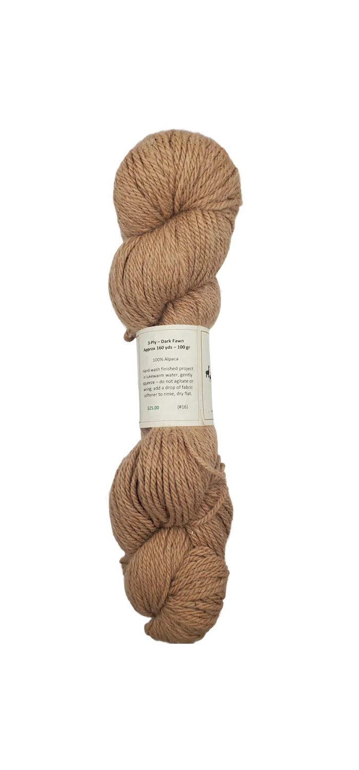 3 Ply Dark Beige Alpaca-Yarn (100%) SKU 16