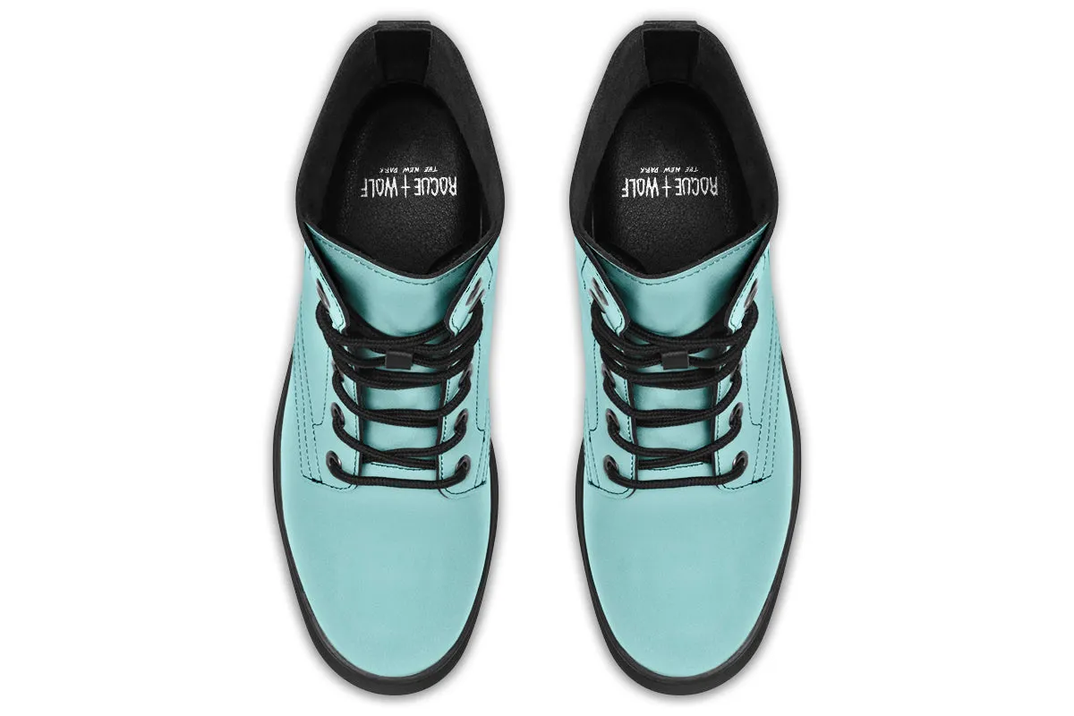 Aqua Mist Boots - Vegan Leather Doc-Style Boots with Durable Stitched on Soles