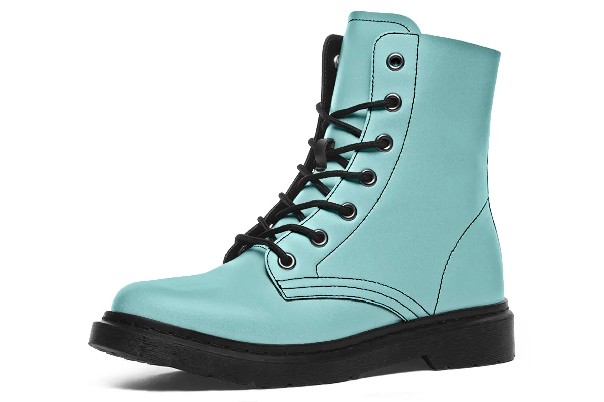 Aqua Mist Boots - Vegan Leather Doc-Style Boots with Durable Stitched on Soles
