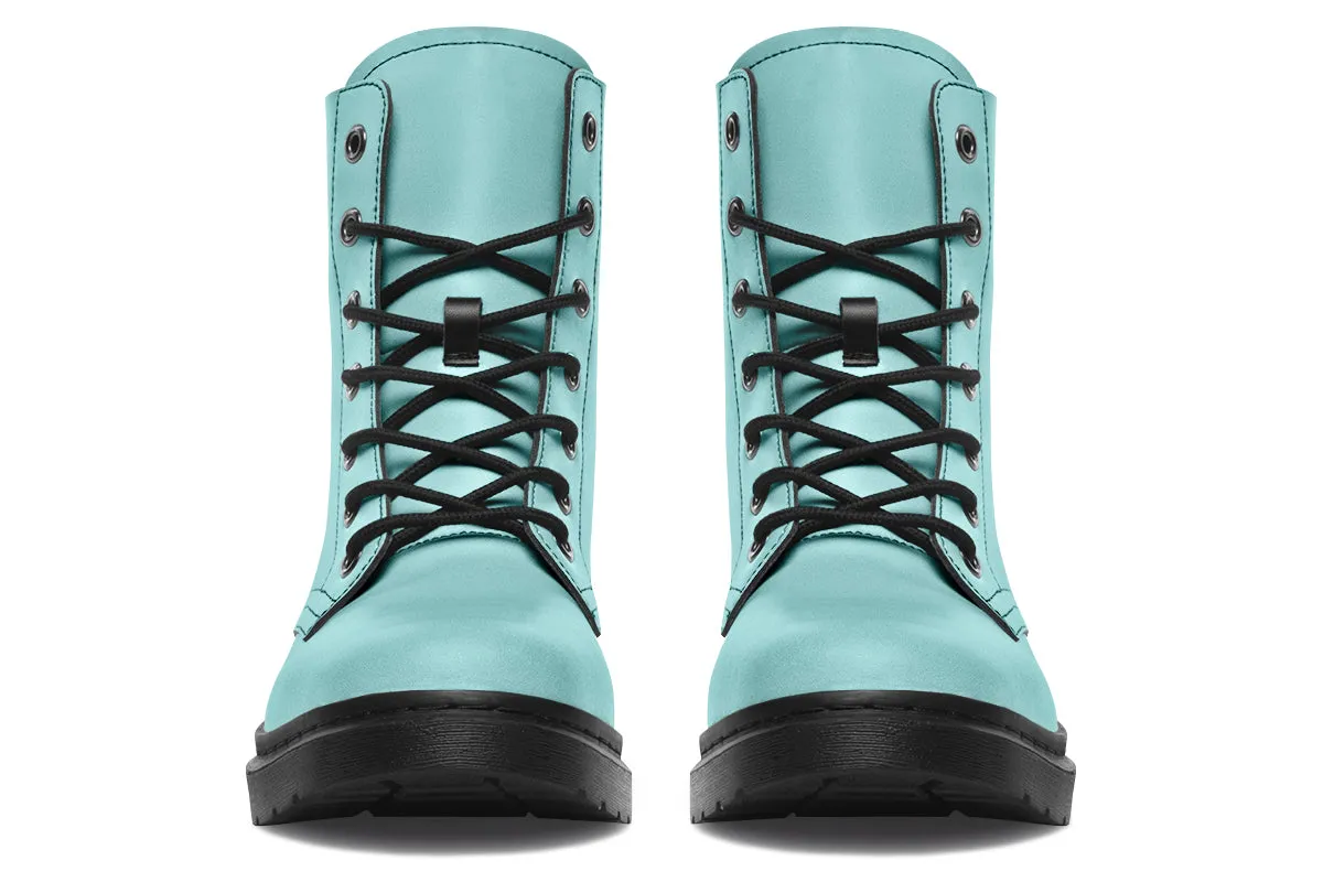 Aqua Mist Boots - Vegan Leather Doc-Style Boots with Durable Stitched on Soles