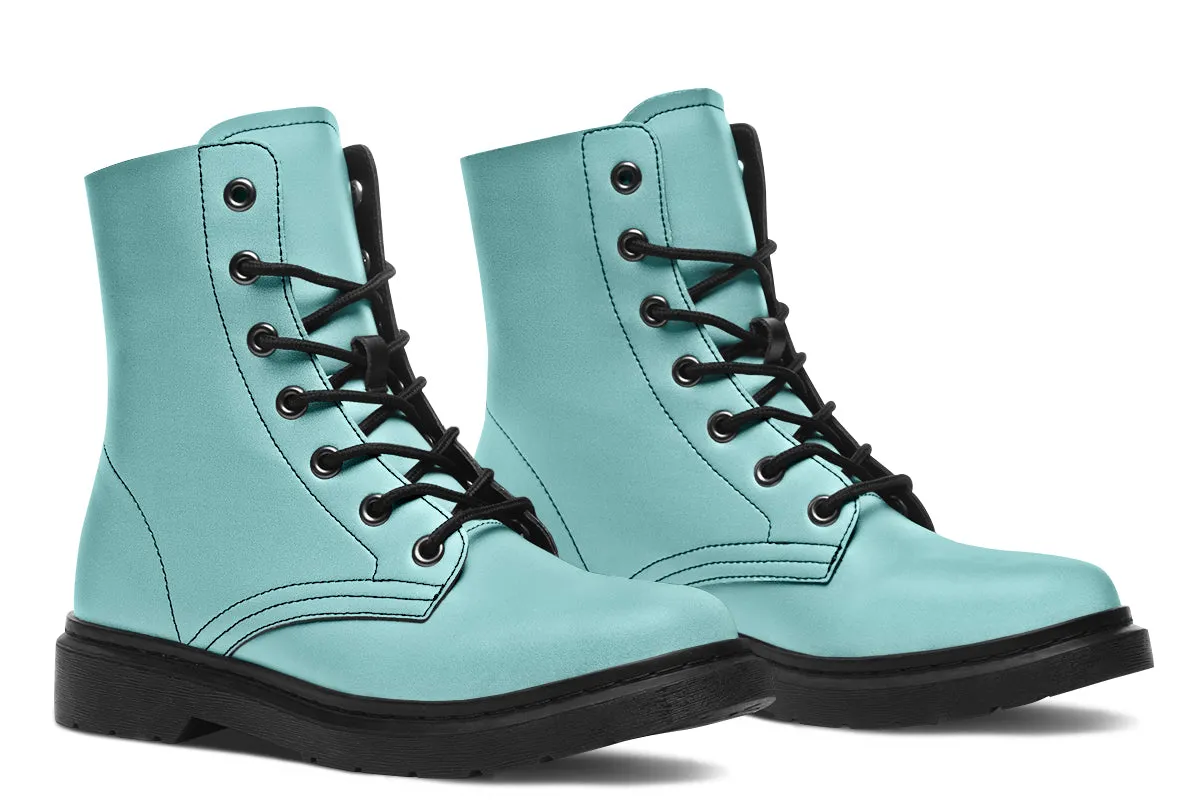 Aqua Mist Boots - Vegan Leather Doc-Style Boots with Durable Stitched on Soles
