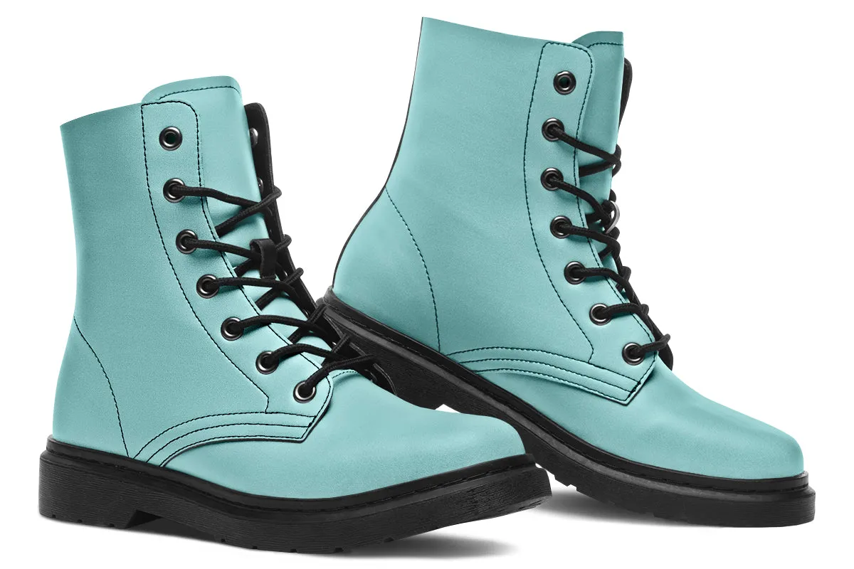 Aqua Mist Boots - Vegan Leather Doc-Style Boots with Durable Stitched on Soles