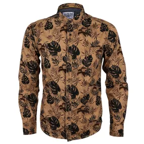 Bajiel  Classic Vintage Brown Floral Print Long Sleeve Shirt