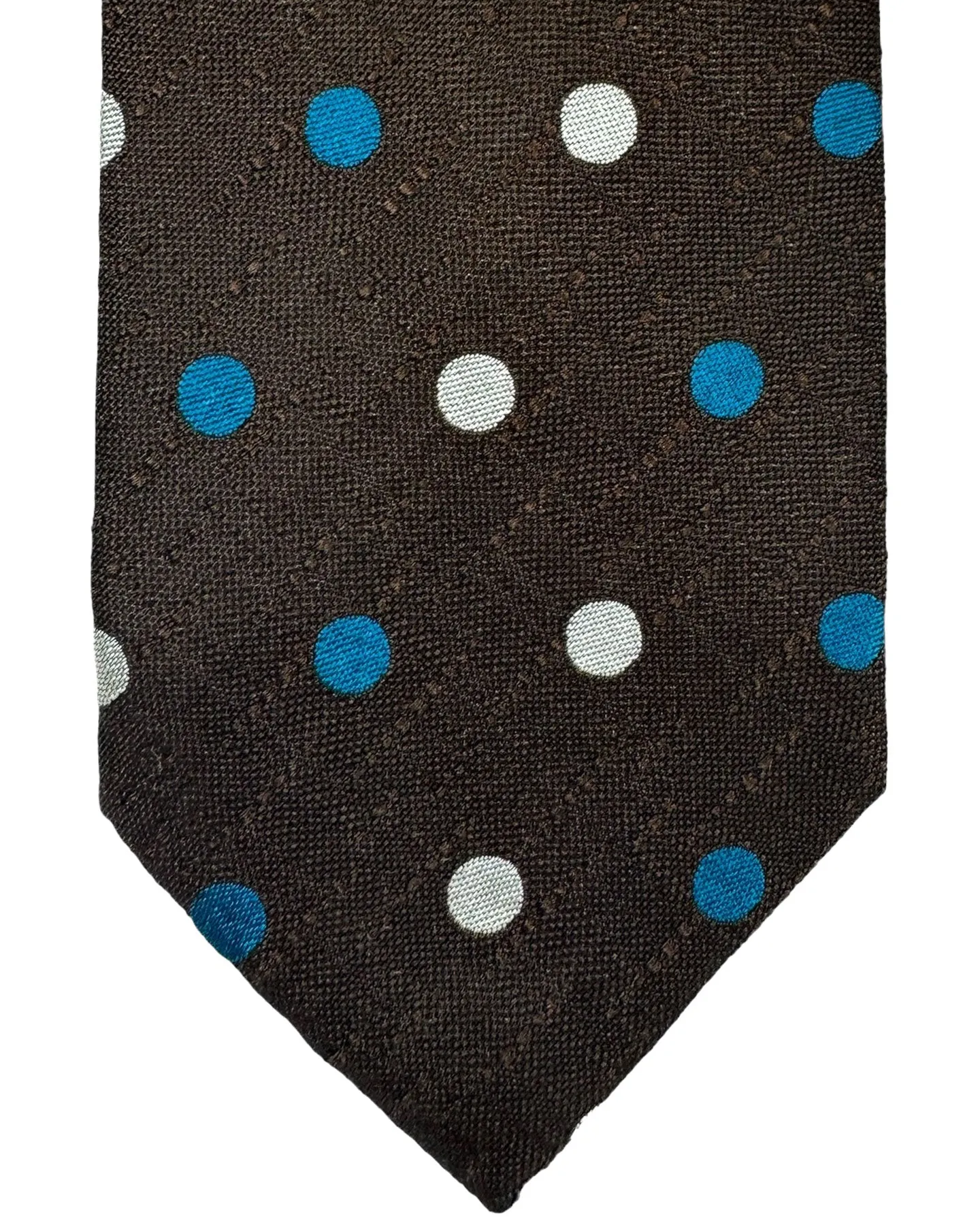 Barba Sevenfold Tie Brown Teal Silver Dots SALE