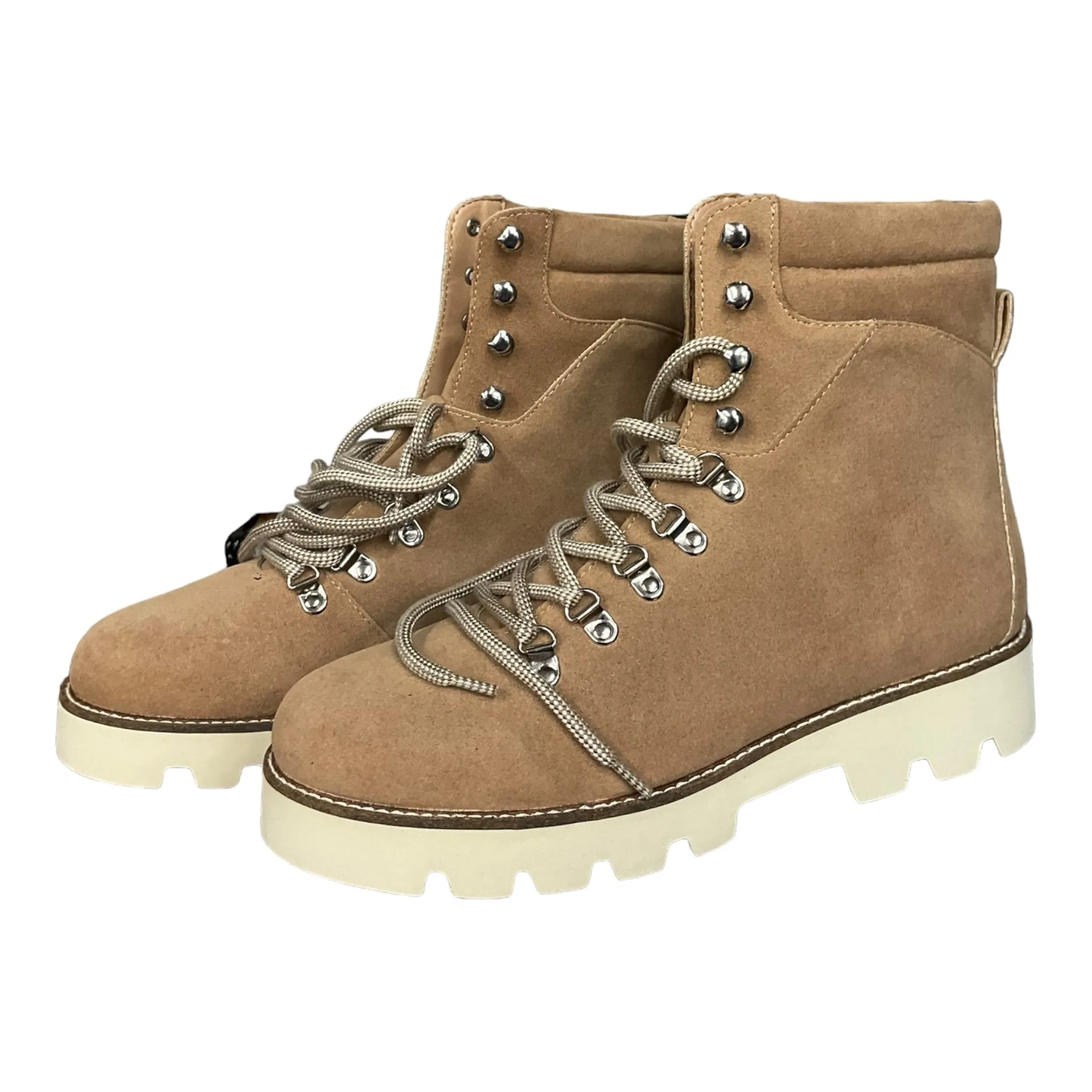 Beige Boots Ankle Flats Vici, Size 10
