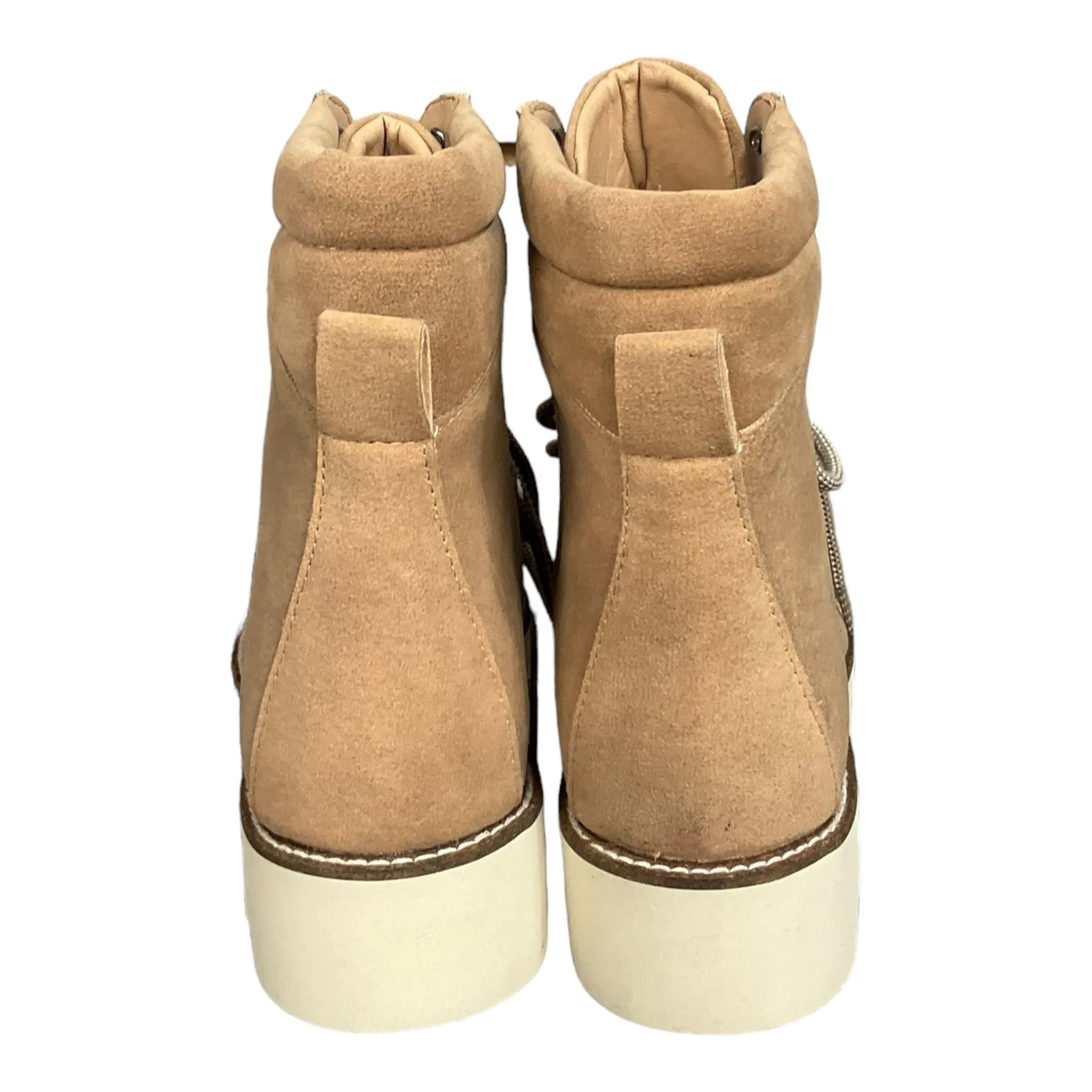 Beige Boots Ankle Flats Vici, Size 10