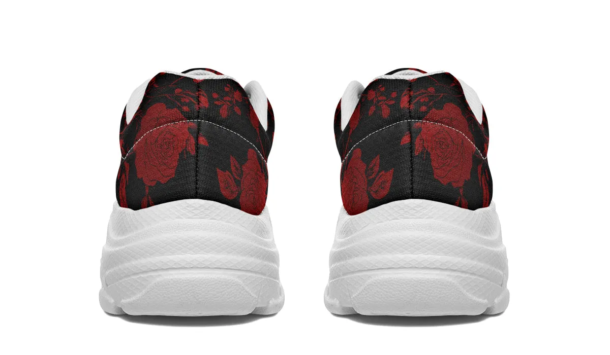 Blood Rose Romance Chunky Sneakers - Light Breathable and Comfortable Sports Shoes with Platform Soles