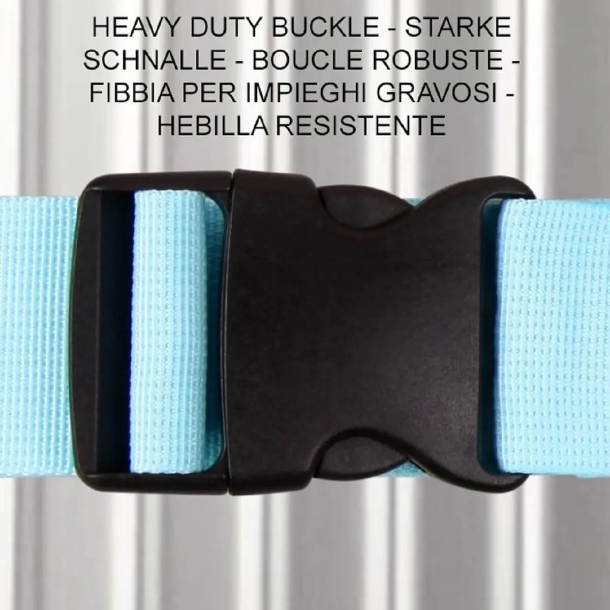 Blue and orange luggage strap suitcase belts with baggage label tag