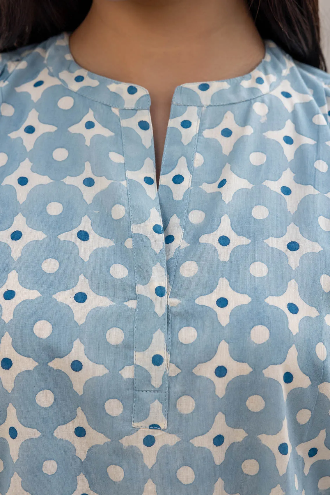 Blue Polka Dotted Tier Dress