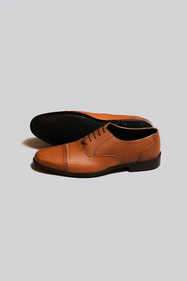 Brownish Leather Formal Laces Shoes