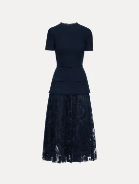 Carnation Guipure & Tweed Dress