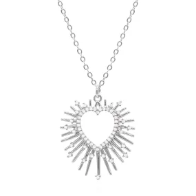 Cher Starburst Heart Pendant Necklace | 925 Sterling Silver