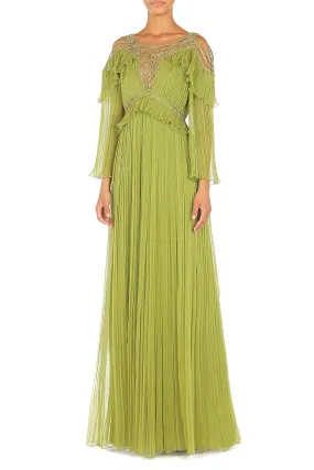 Chiffon Dress with Embroidery Embellishment