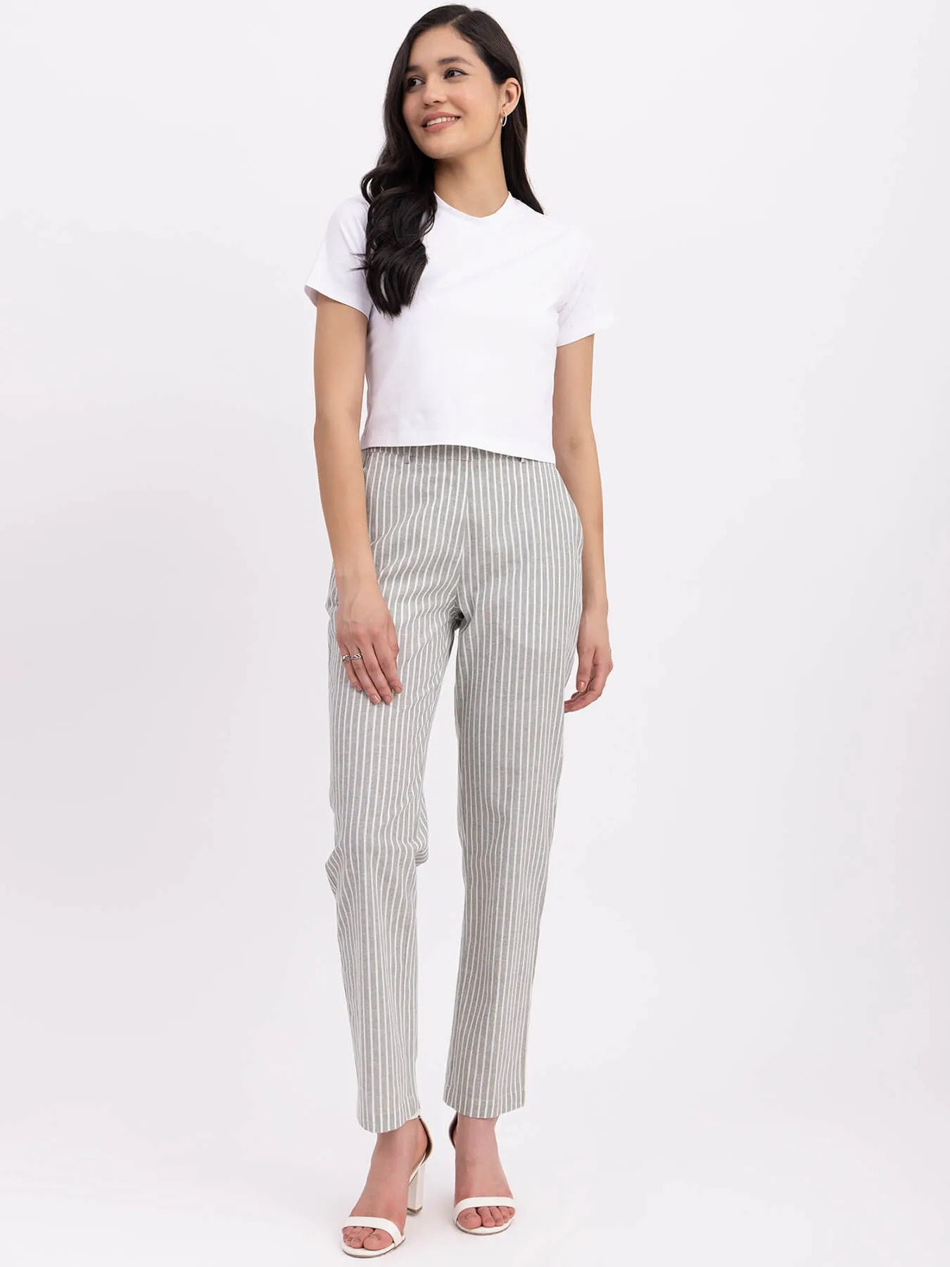 Cotton Linen Straight Trouser - Olive