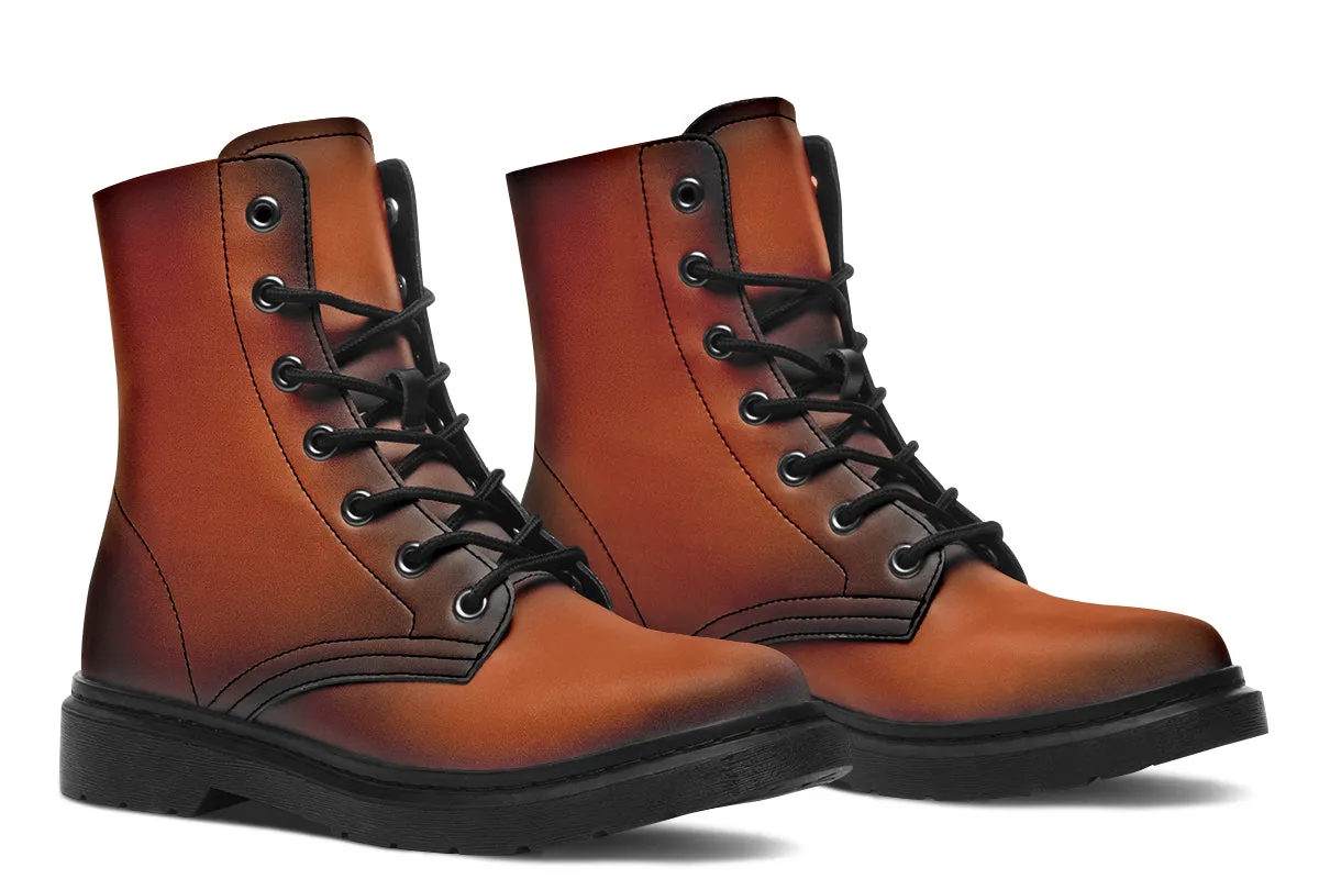 Fire-Forged Boots - Vegan Leather Doc-Style Boots with Durable Stitched on Soles