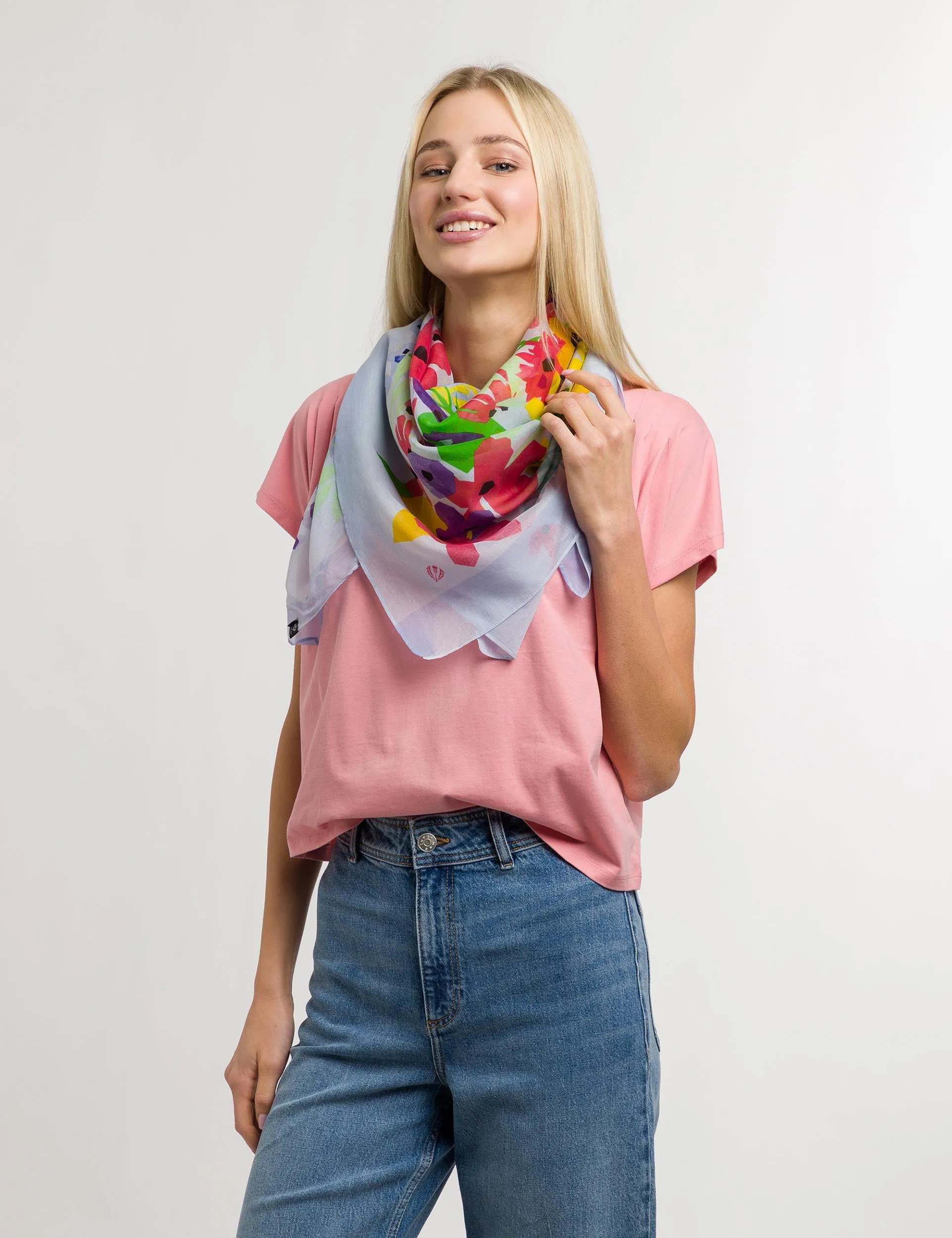 Floral Artistry Cotton Silk Square