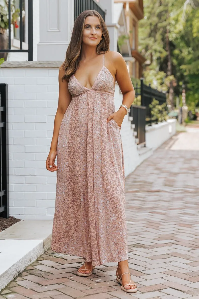 Free People Dusty Pink Forever Time Maxi Dress