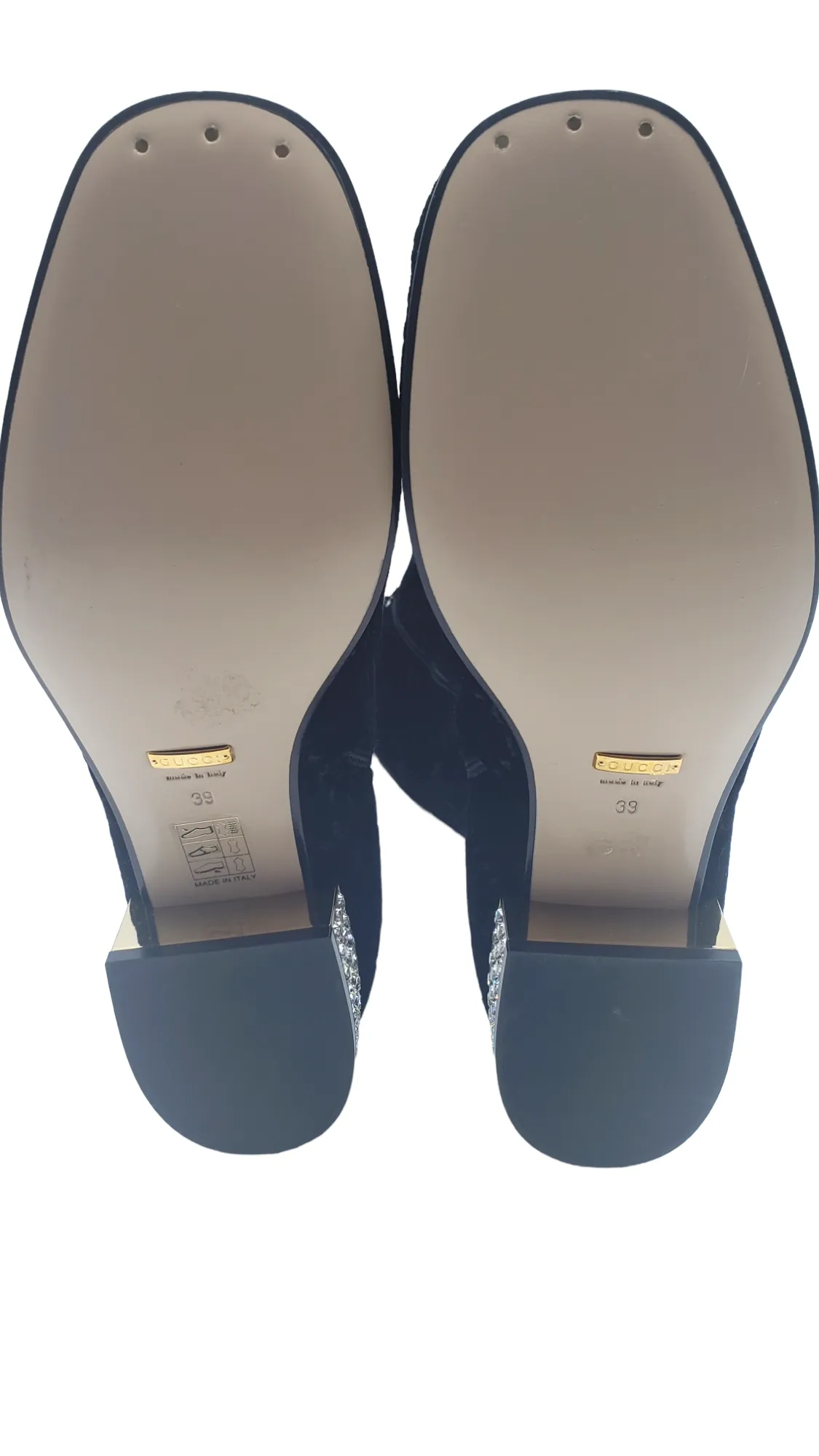 Gucci Black Black GG Velvet Horsebit Crystal Size 39 Boots