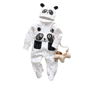 Hooded Baby Clothes Spring And Autumn Panda Pattern Baby Jumpsuit