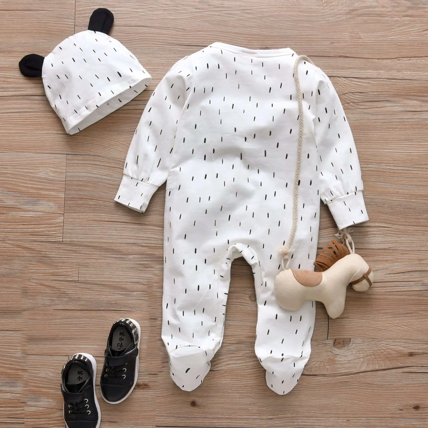 Hooded Baby Clothes Spring And Autumn Panda Pattern Baby Jumpsuit