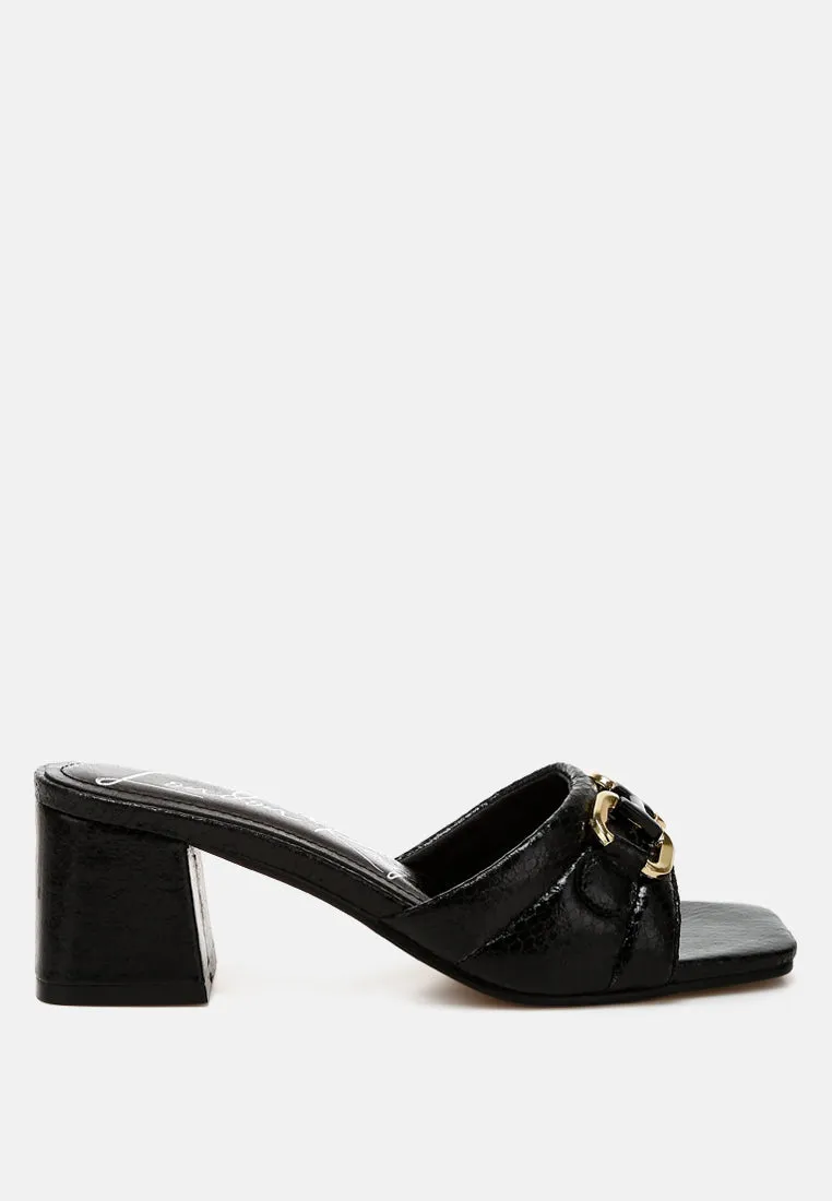 Horsebit Detail Snake Print Sandals By Ruw