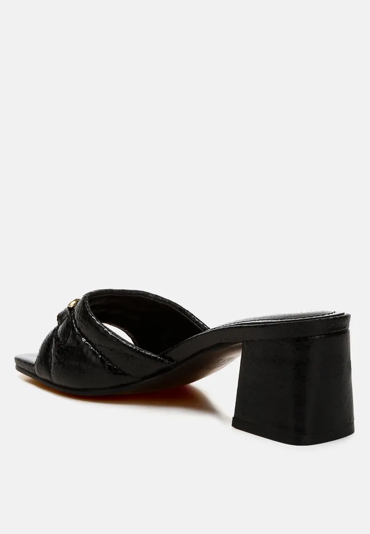 Horsebit Detail Snake Print Sandals By Ruw