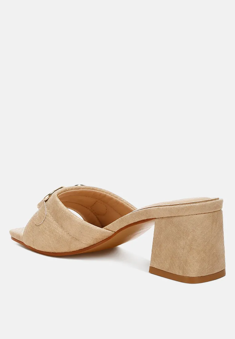 Horsebit Detail Snake Print Sandals By Ruw