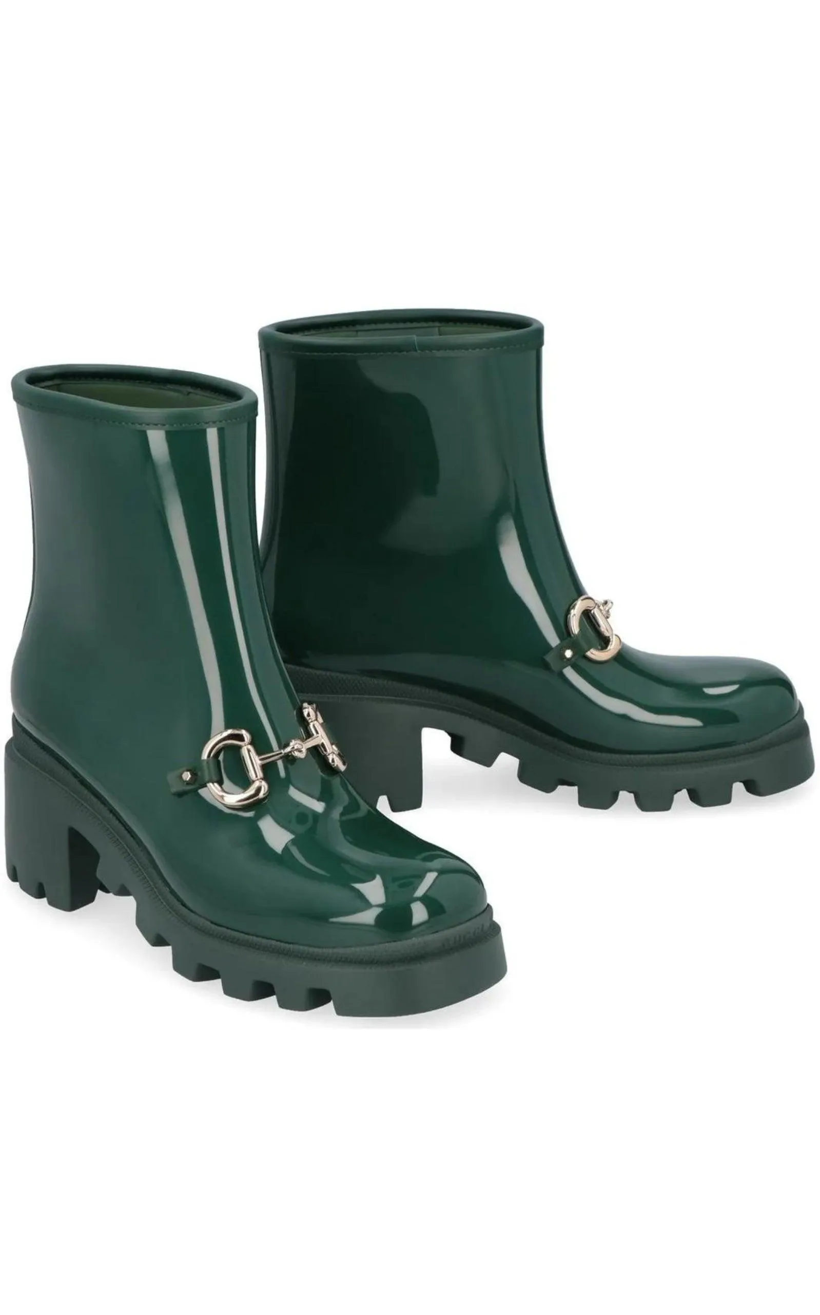 Horsebit - Detailed Heeled Rubber Rain Boots