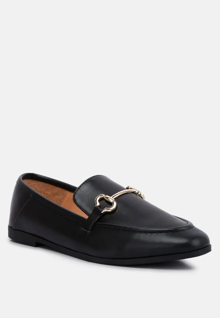 Horsebit Embellished Faux Leather Loafers By Ruw