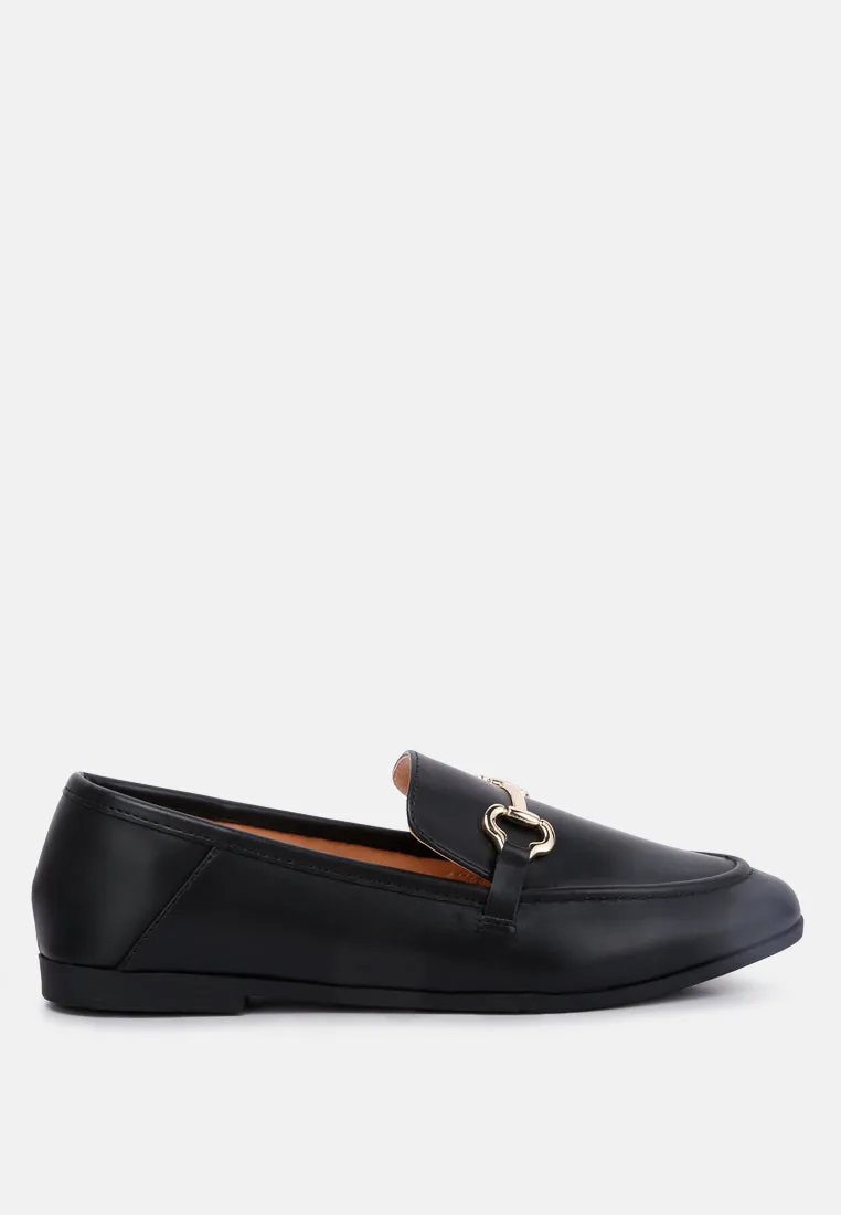 Horsebit Embellished Faux Leather Loafers By Ruw