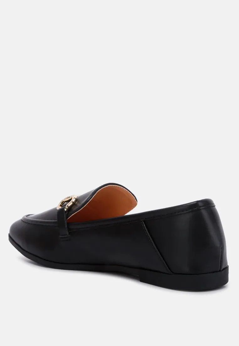 Horsebit Embellished Faux Leather Loafers By Ruw
