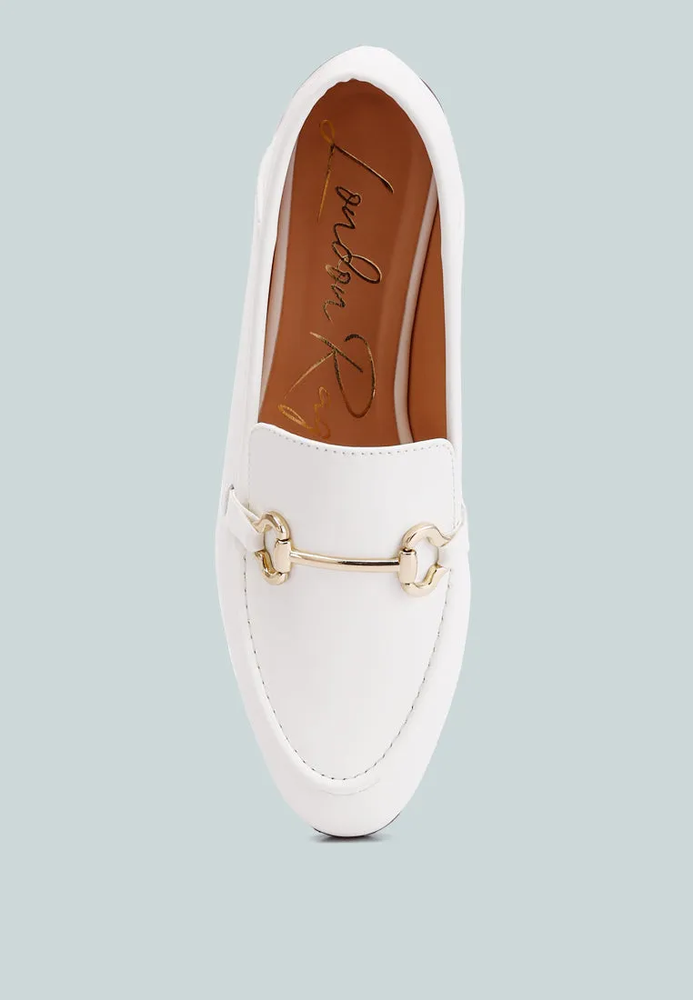 Horsebit Embellished Faux Leather Loafers By Ruw