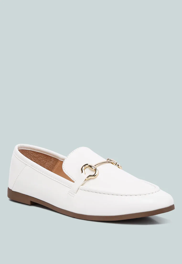 Horsebit Embellished Faux Leather Loafers By Ruw