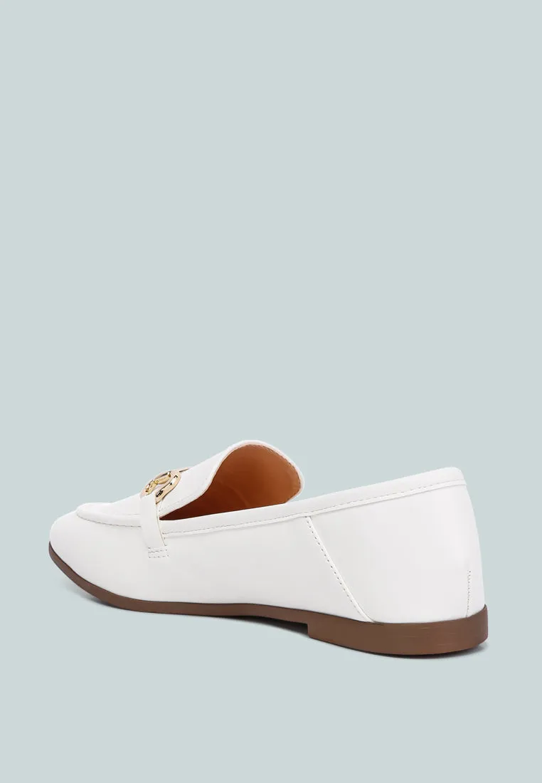 Horsebit Embellished Faux Leather Loafers By Ruw