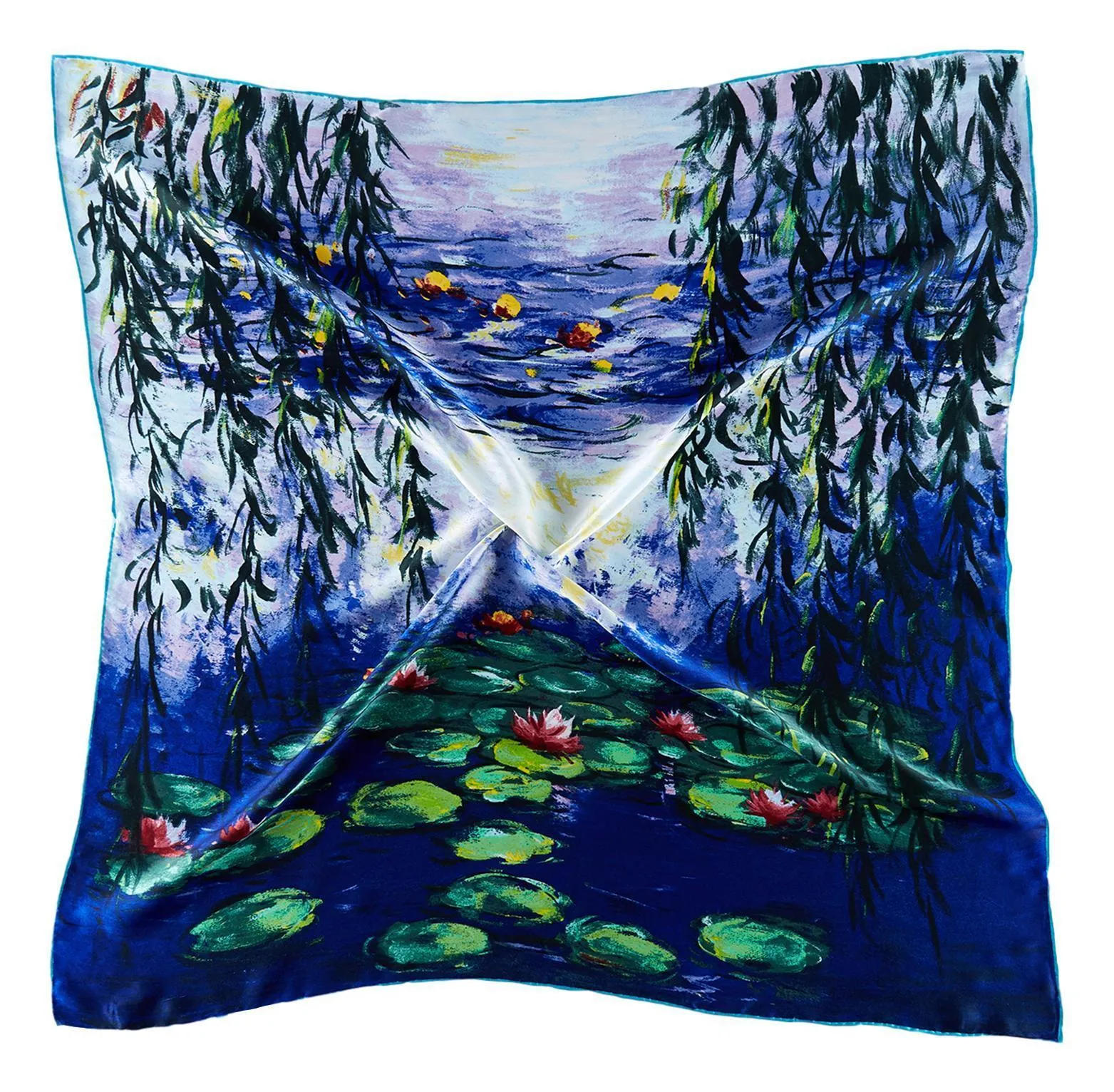 Large Square Silk Scarf Classic Painting Waterlilies by Monet SZD214