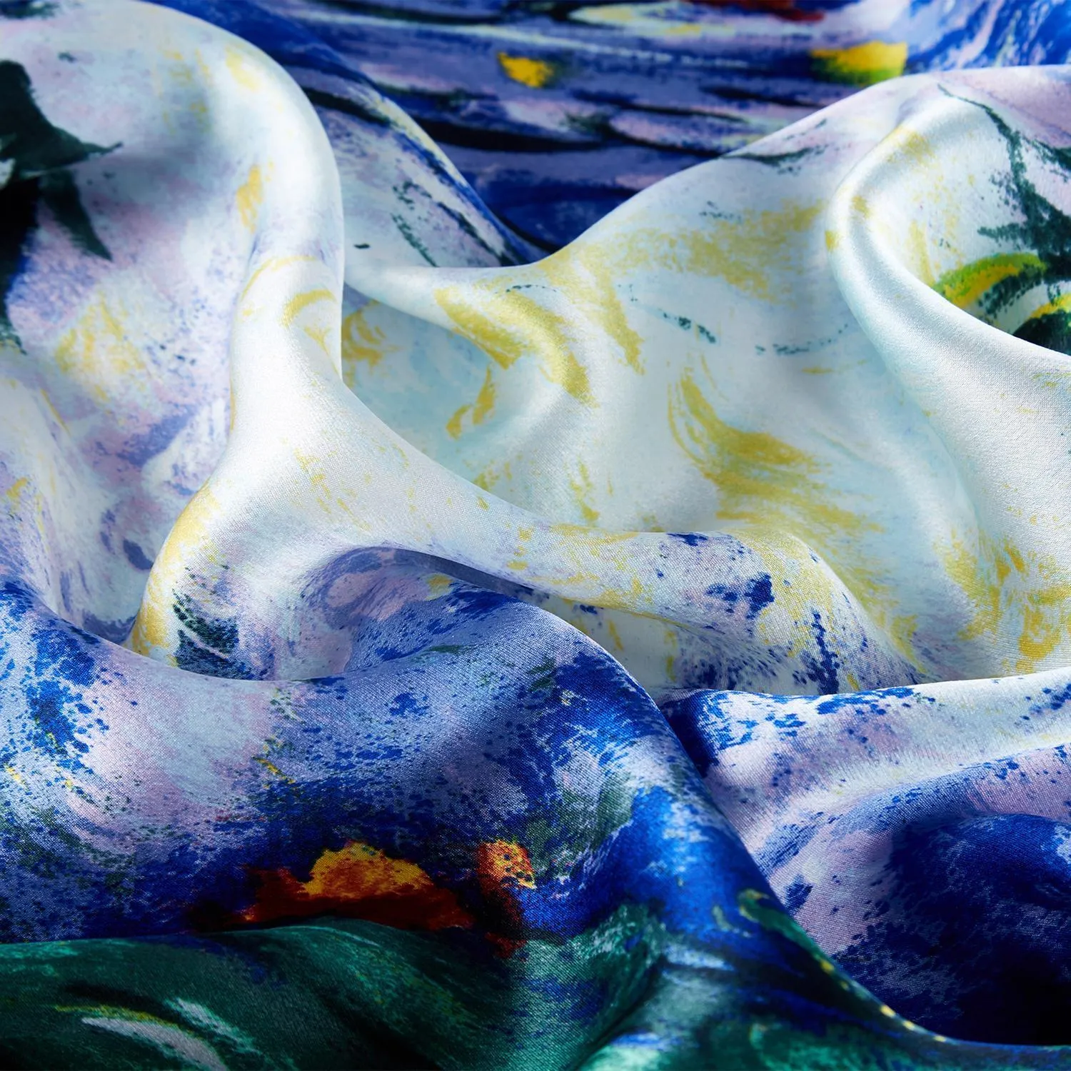 Large Square Silk Scarf Classic Painting Waterlilies by Monet SZD214