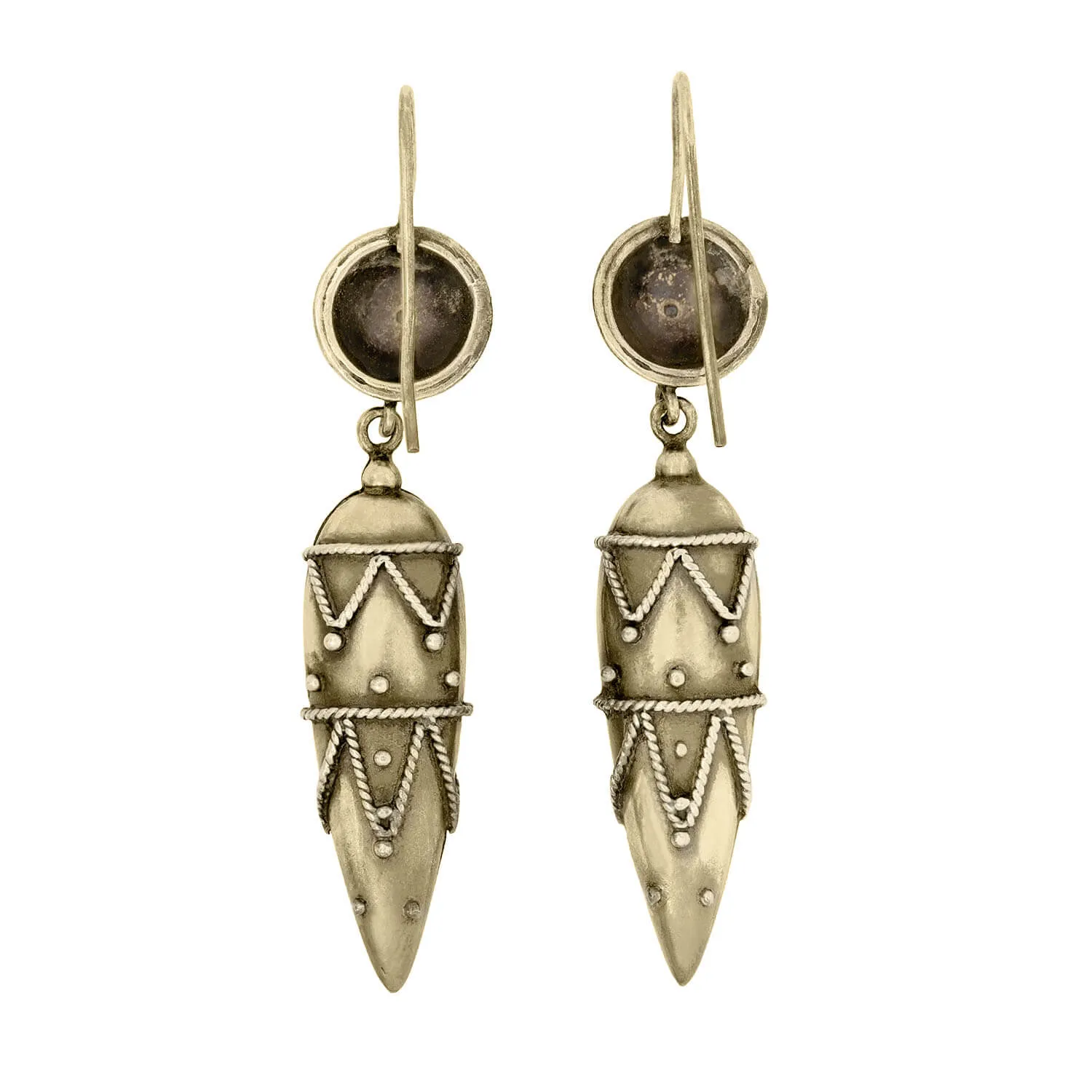 Late Victorian Silver Etruscan Wire & Ball Drop Earrings