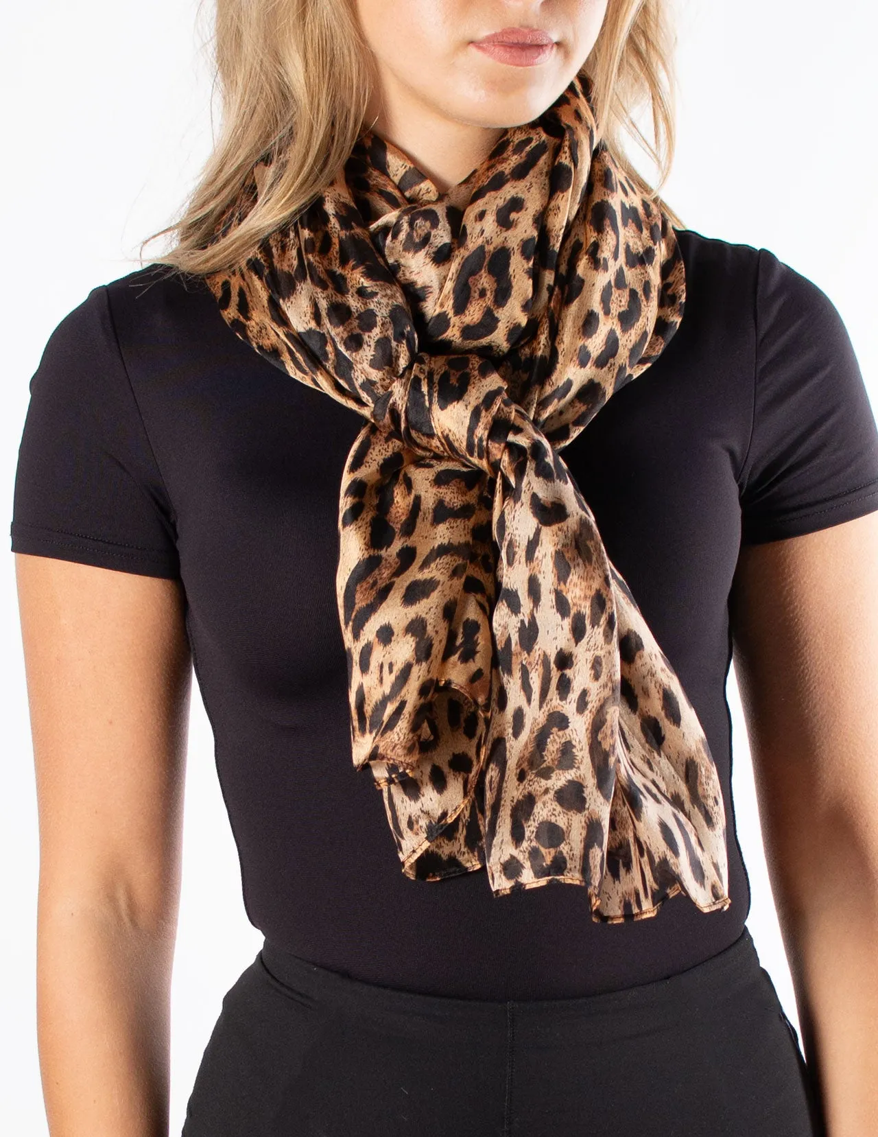 Leopard Print Silk Scarf