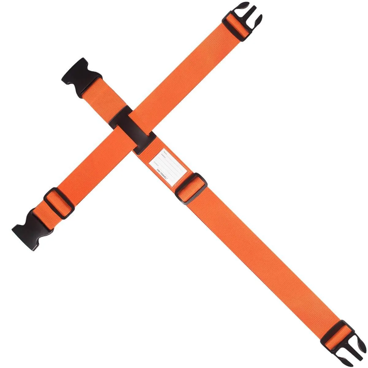 Orange luggage cross strap suitcase belts with baggage label tag