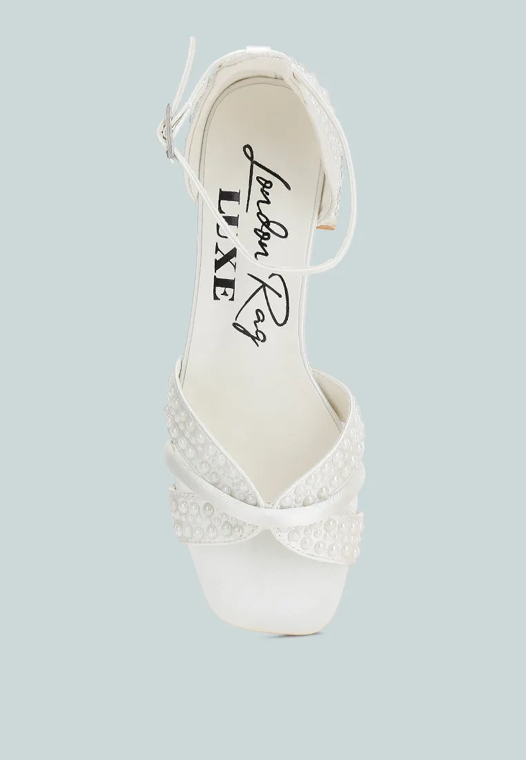 pearl embellished strappy sandals by ruw