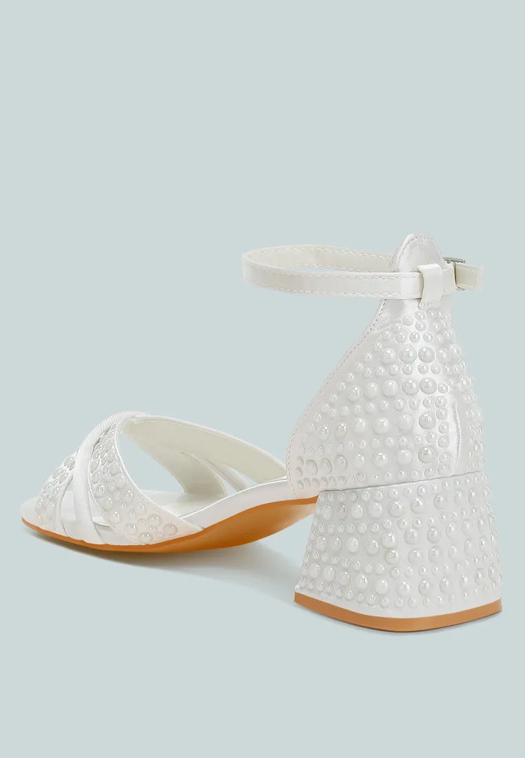 pearl embellished strappy sandals by ruw