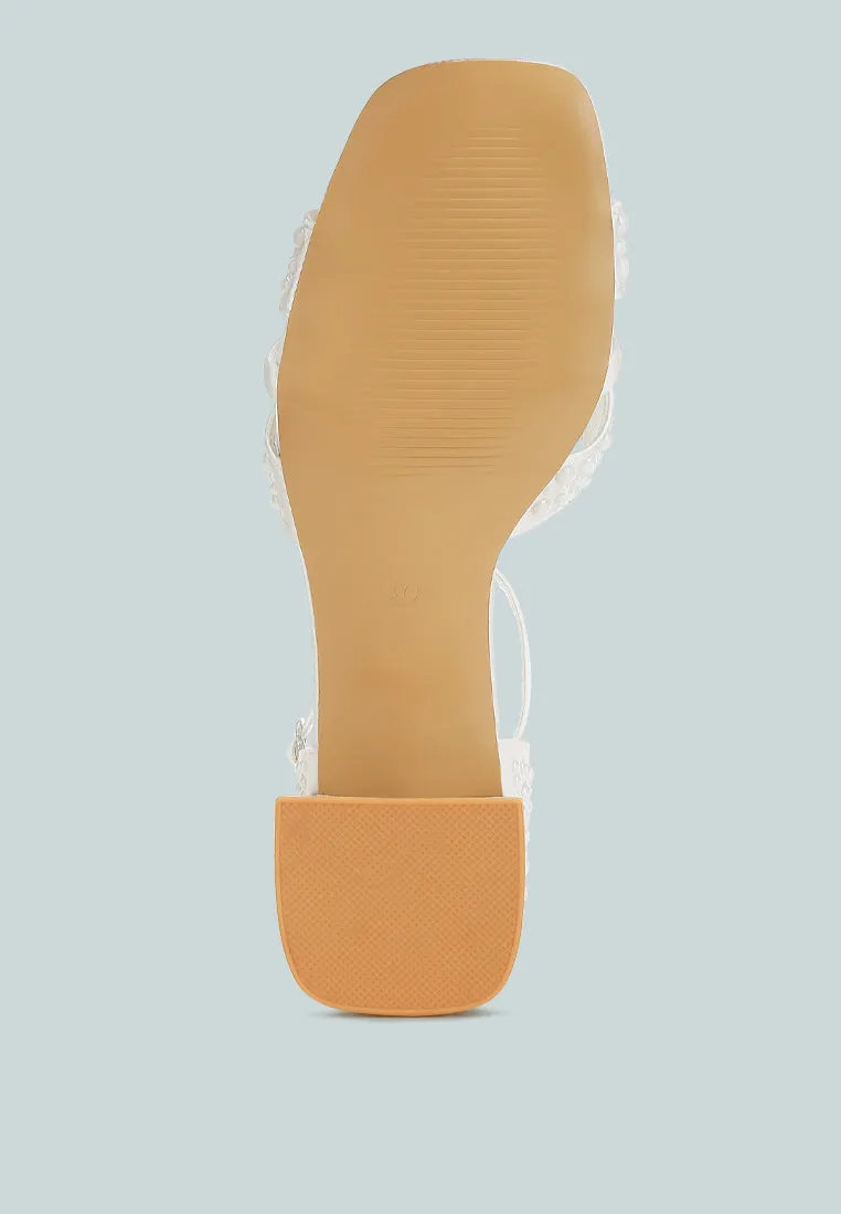 pearl embellished strappy sandals by ruw