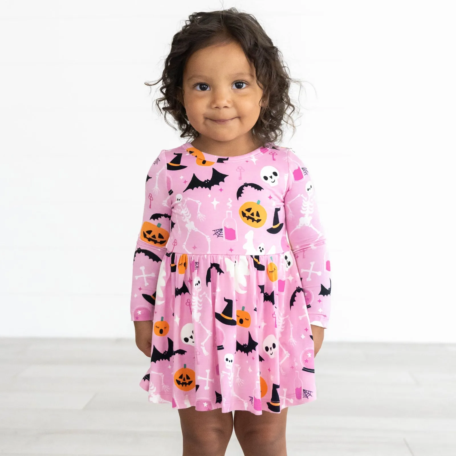 Pink Glowing Ghouls Twirl Dress with Bodysuit