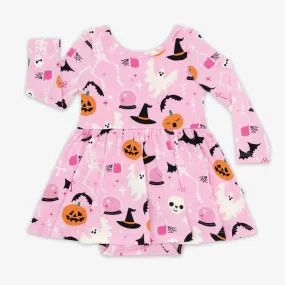 Pink Glowing Ghouls Twirl Dress with Bodysuit